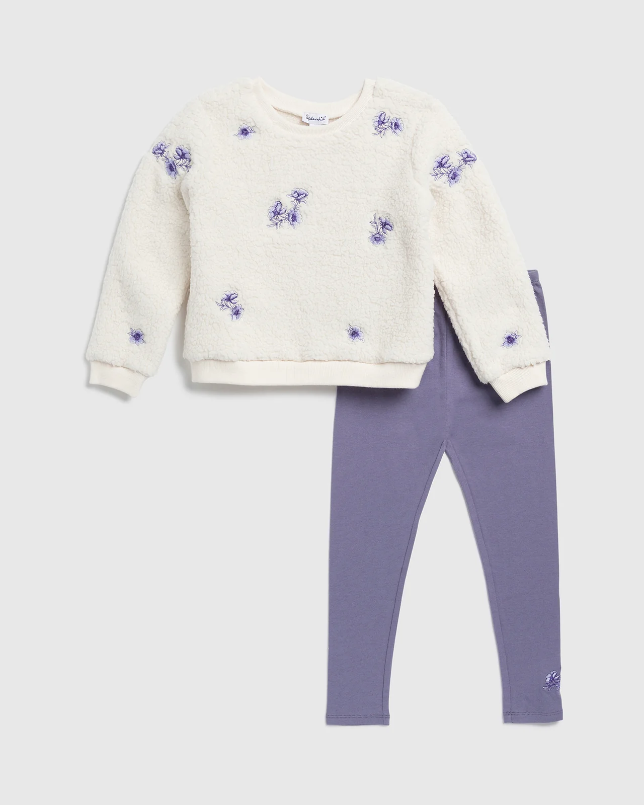 Toddler Girl Floral Fleece Sweatshirt Set - Image 2