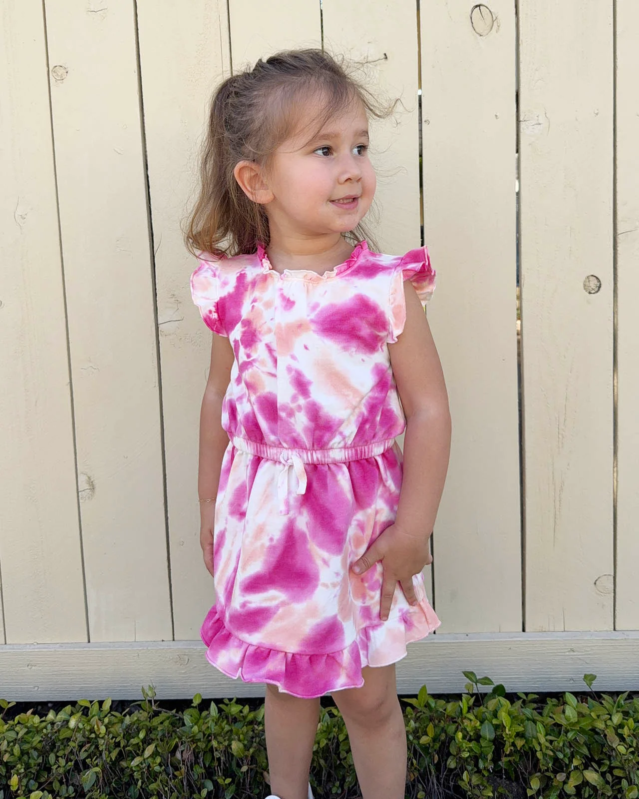 Toddler Girl Hibiscus Tie Dye Dress - Image 2