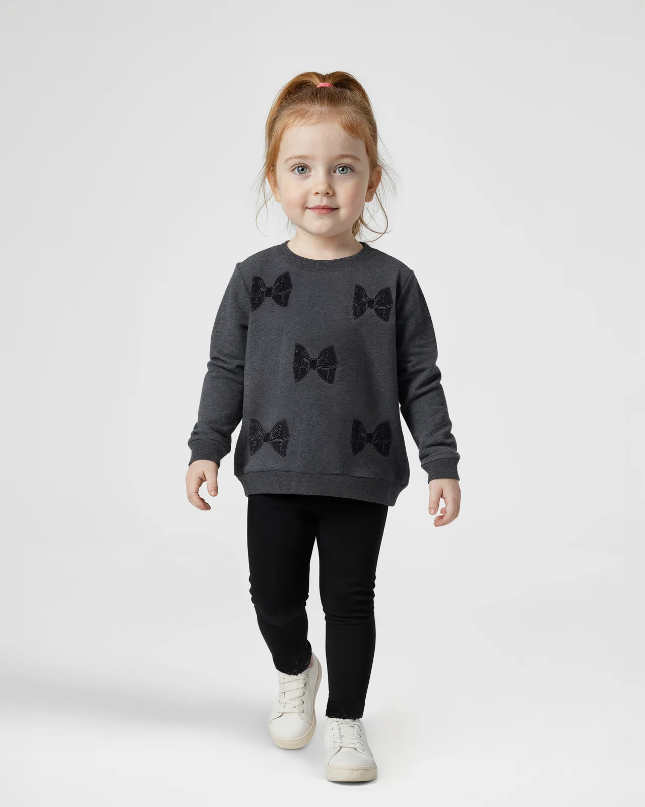 Toddler Girl Lacy Bow Sweatshirt Set
