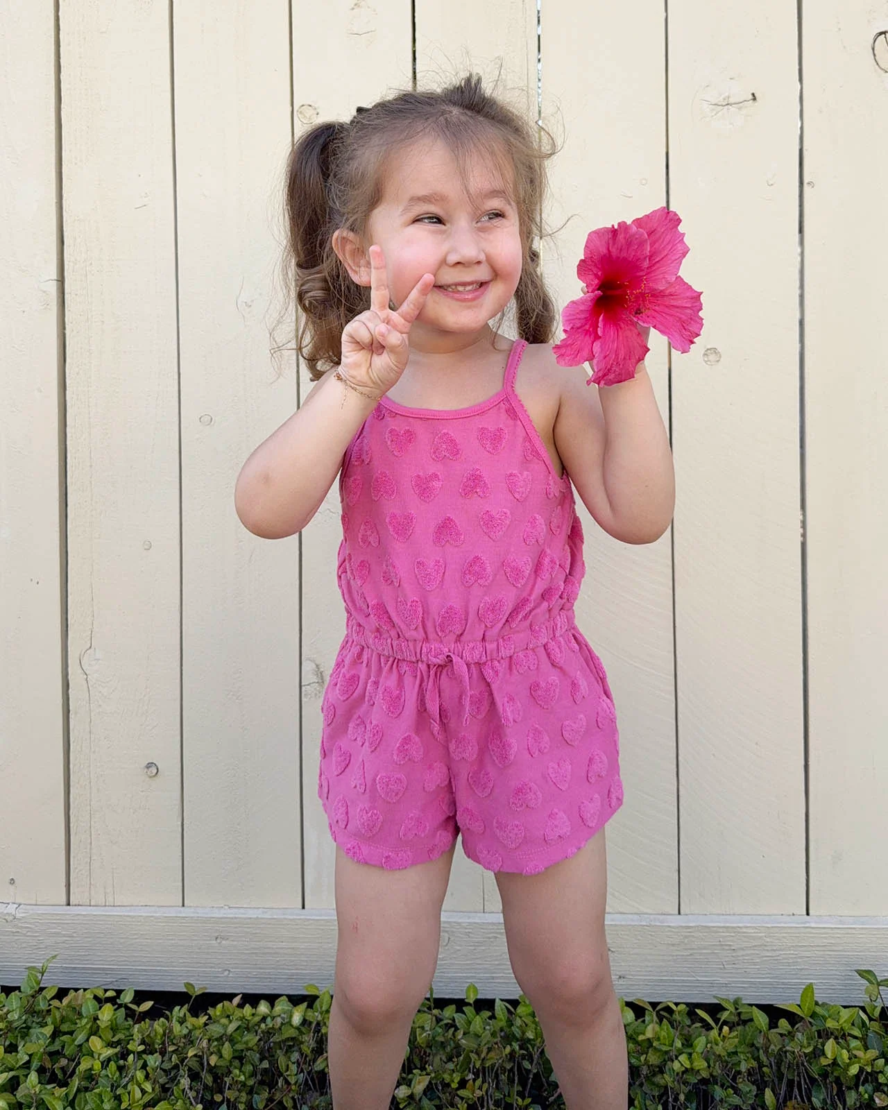 Toddler Girl Loopy Terry Heart Romper