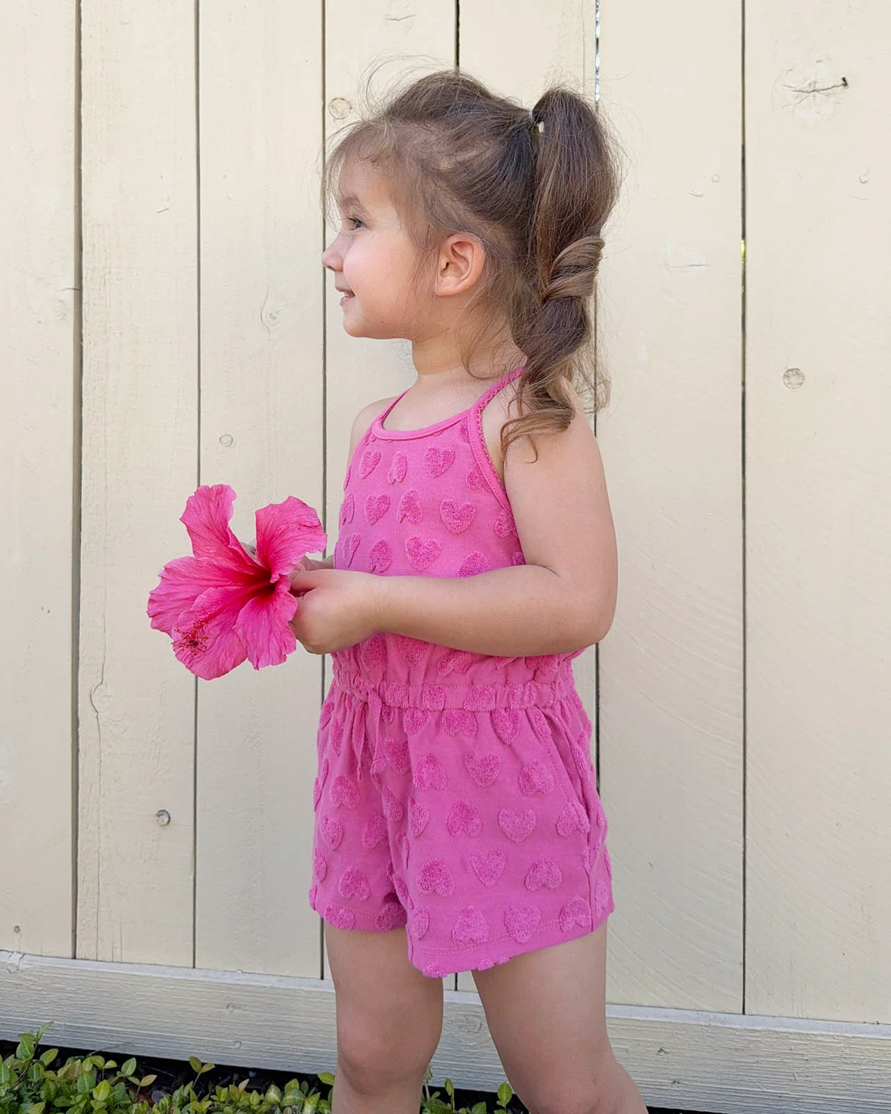 Toddler Girl Loopy Terry Heart Romper - Image 4