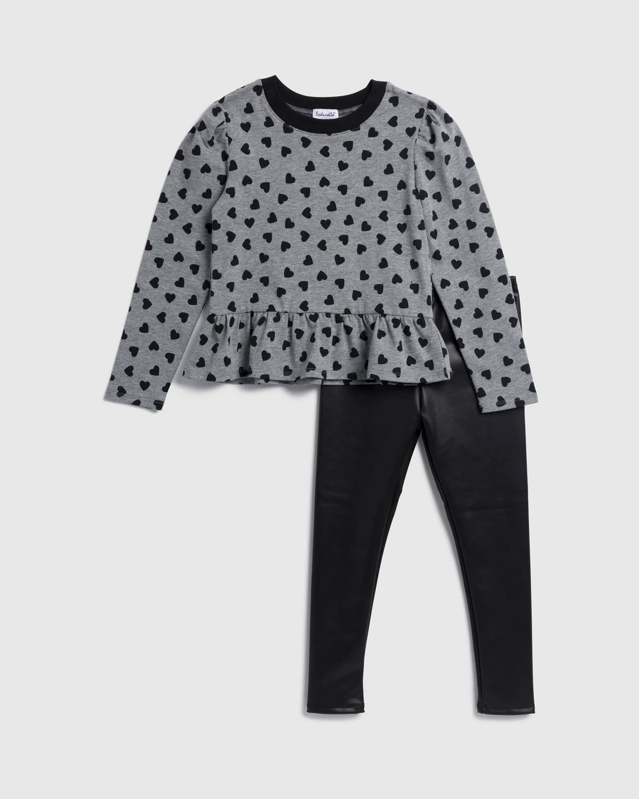 Toddler Girl Mini Heart Flounce Long Sleeve Set