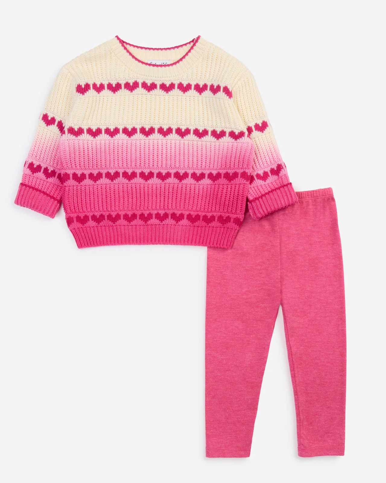 Toddler Girl Ombre Hearts Sweater Set