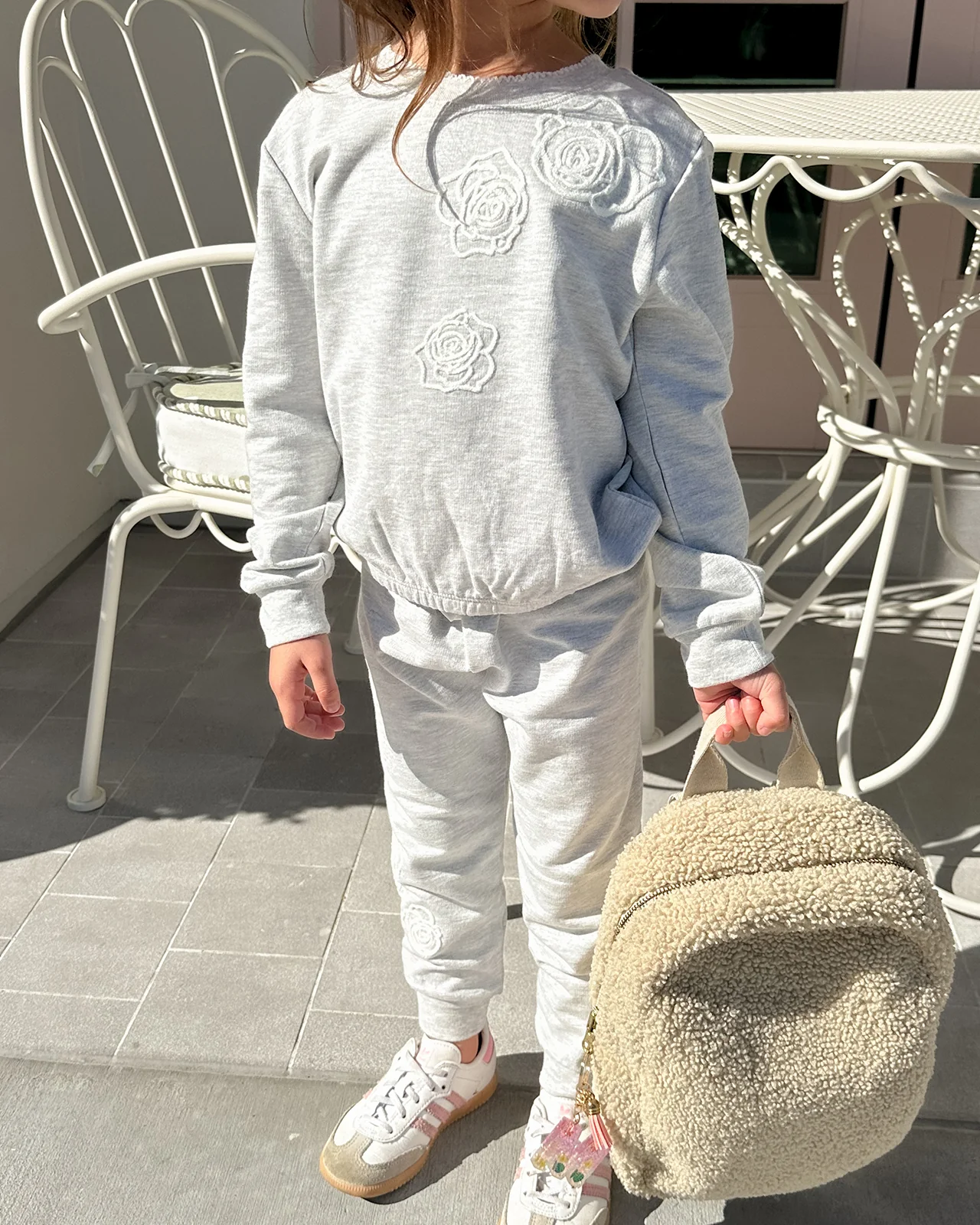 Toddler Girl Rose Embroidered Sweatshirt Set