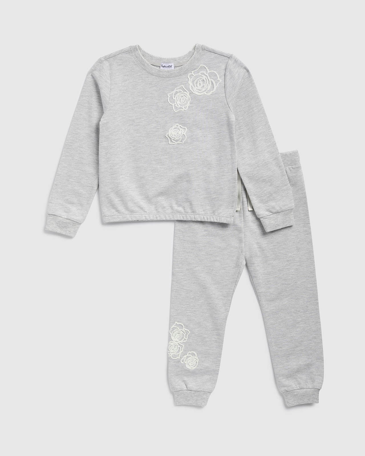 Toddler Girl Rose Embroidered Sweatshirt Set - Image 5