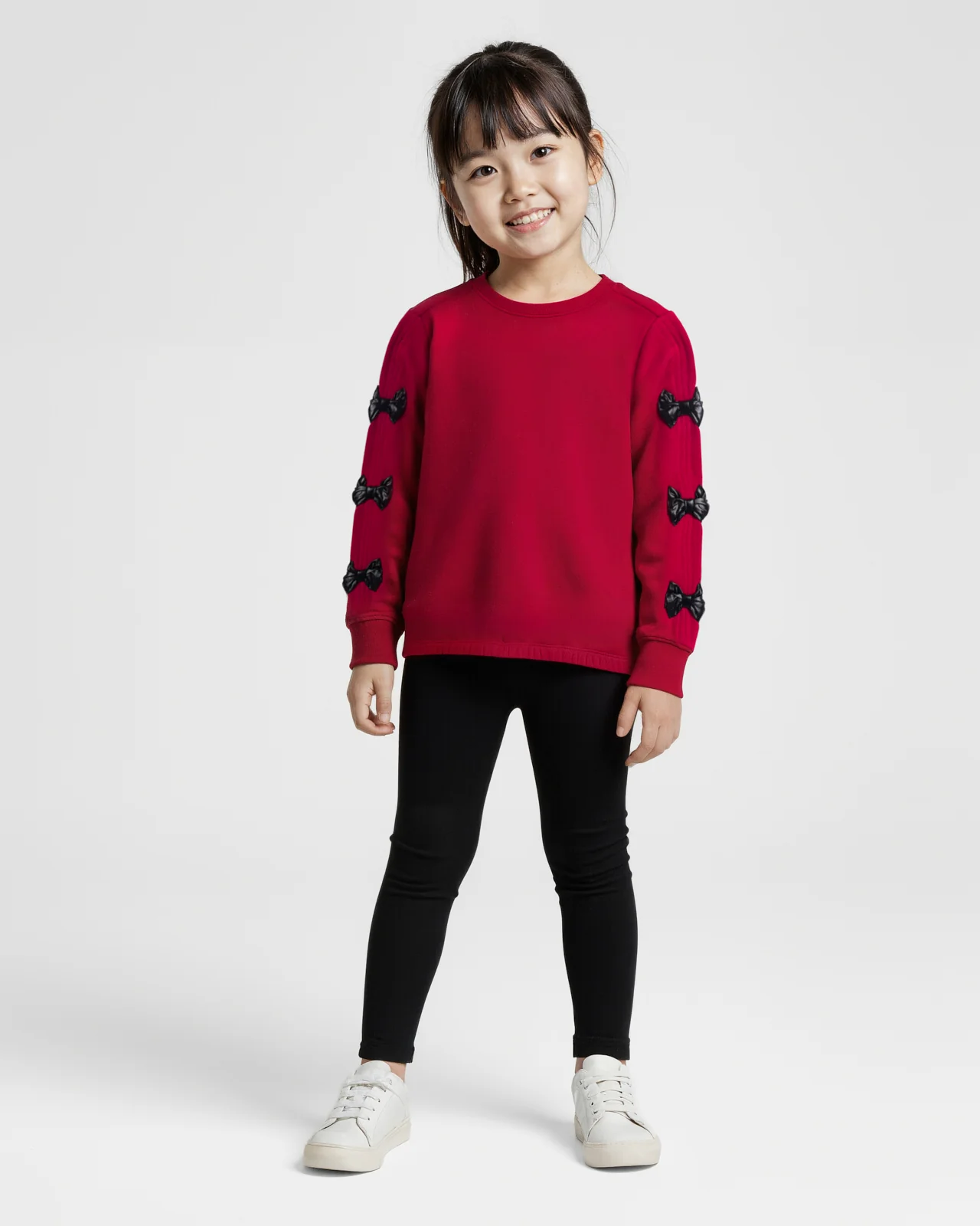 Toddler Girl Shiny Bow Sweatshirt Set