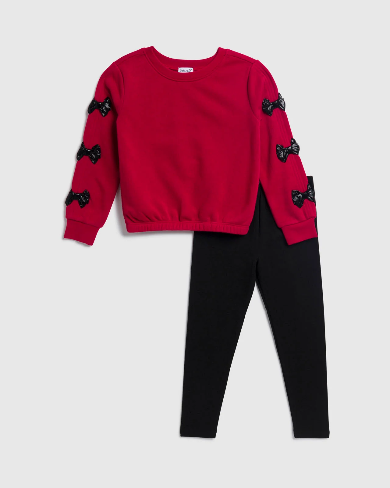 Toddler Girl Shiny Bow Sweatshirt Set - Image 4