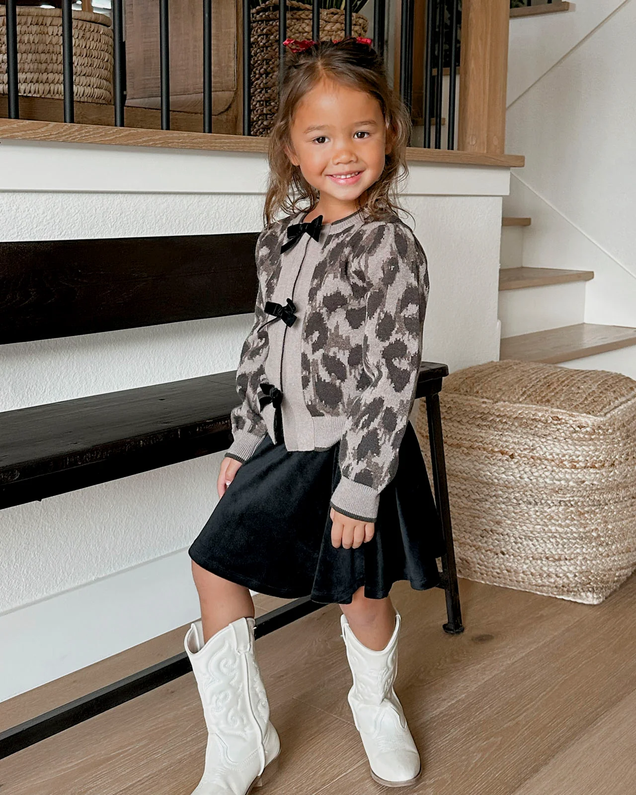 Toddler Leopard Bow Cardigan Set - Image 2