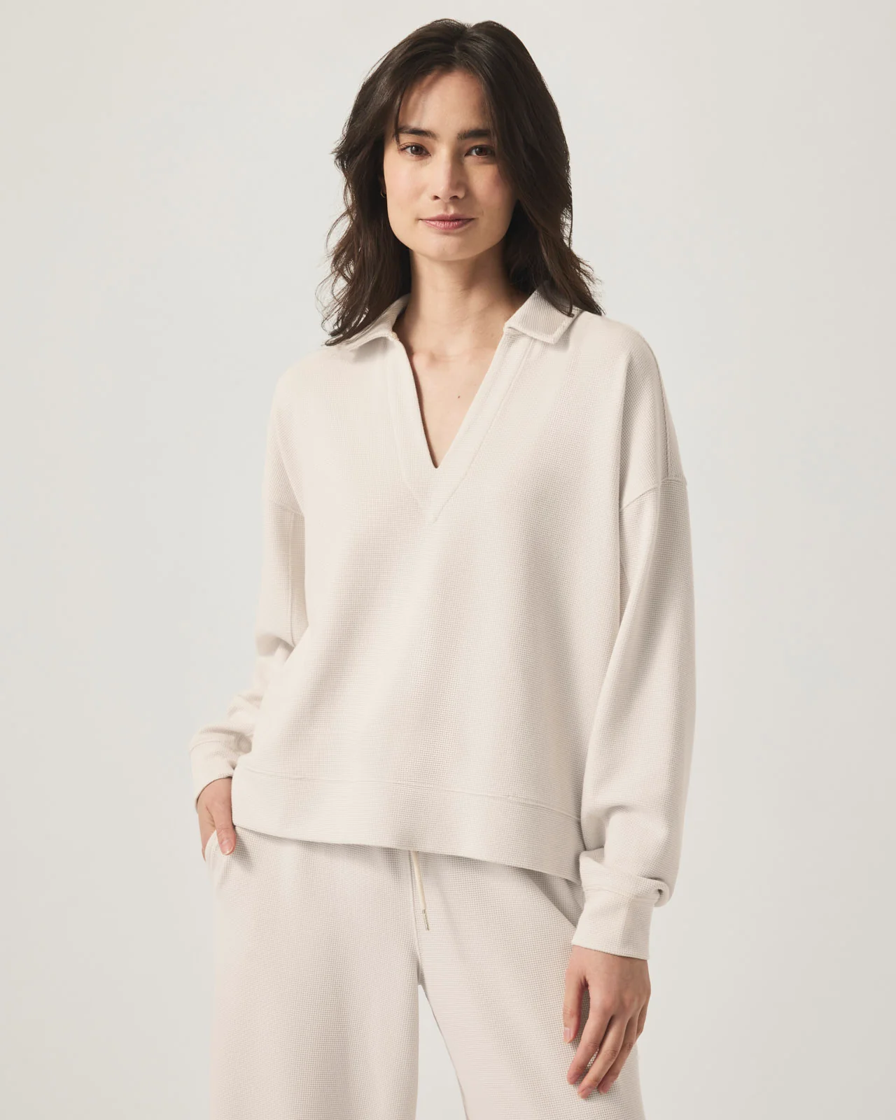 Waffle Scuba Polo Sweatshirt