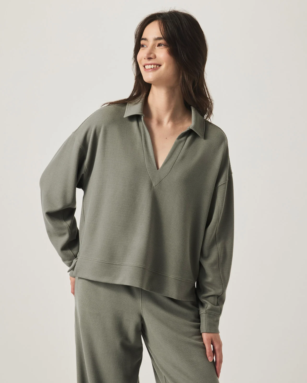 Waffle Scuba Polo Sweatshirt - Image 15