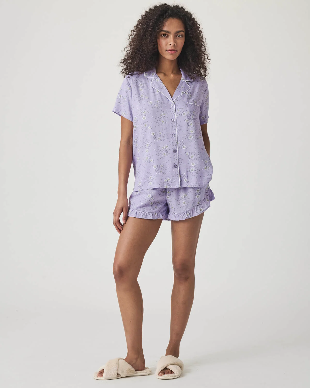 Whisper Floral Notch Collar and Short Sleep Set - Image 3