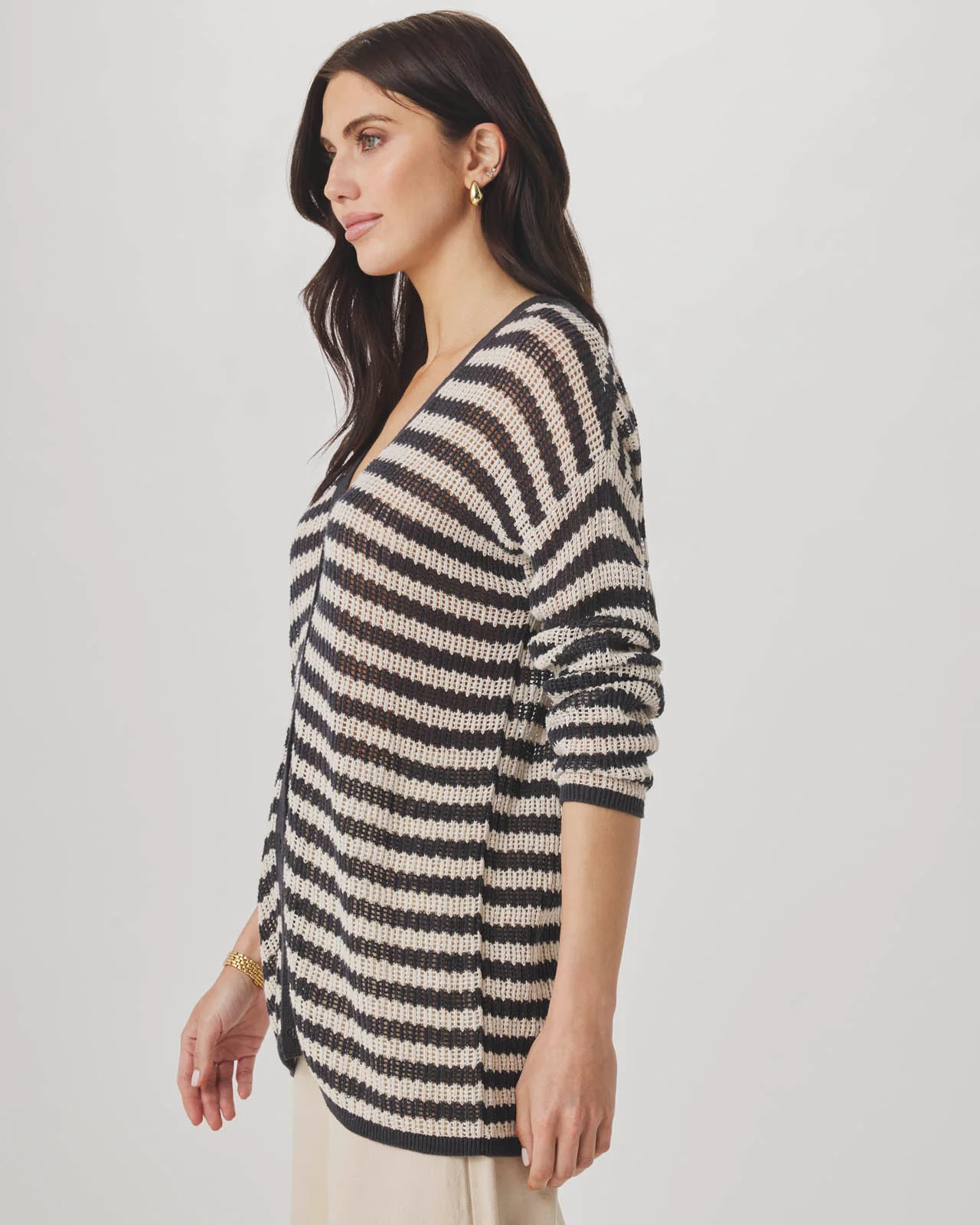 Yasmine Striped Open Cardigan - Image 4
